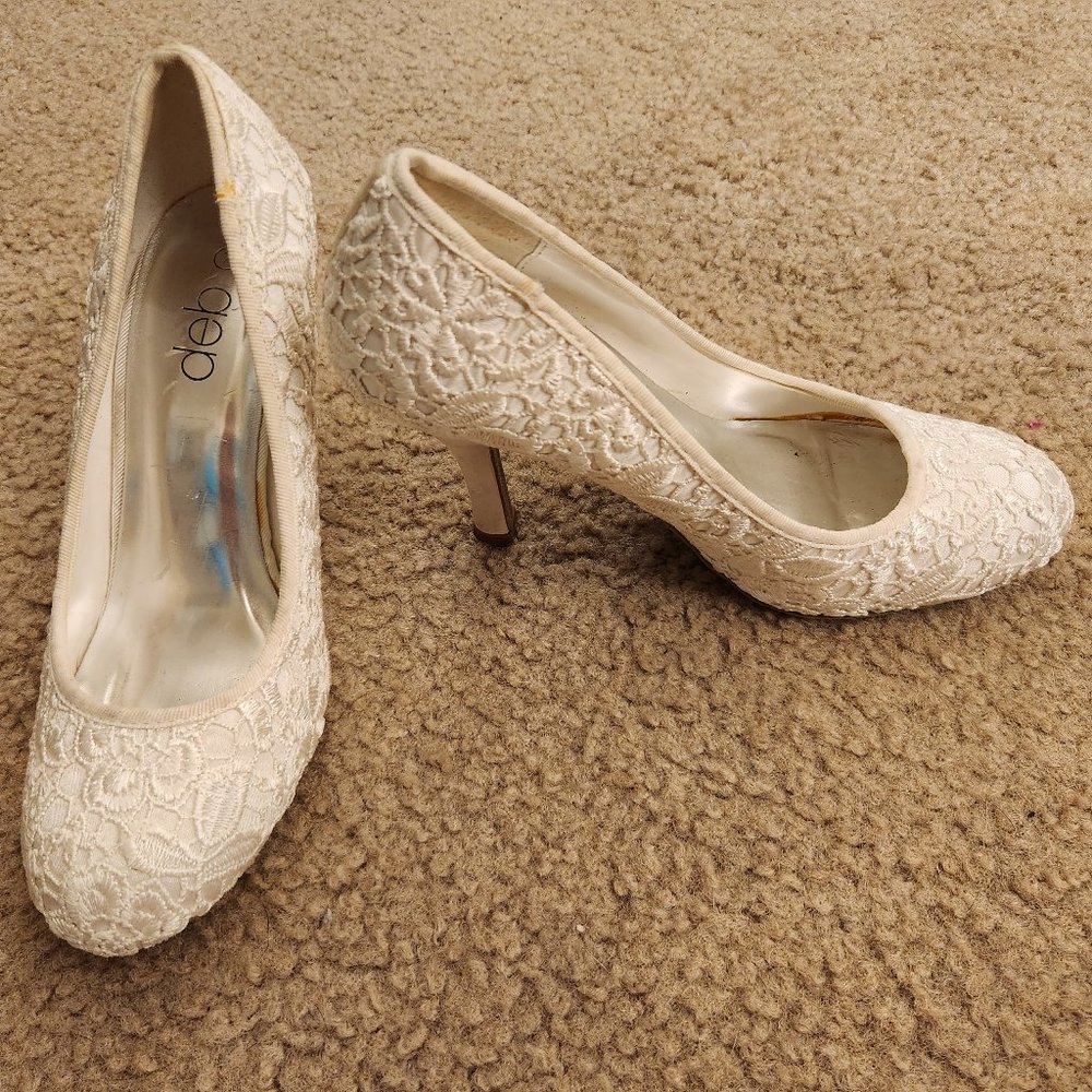 White Deb Heels - Size 7